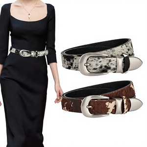 Vintage Cowhide <b>Women</b> <b>Belt</b> Cheetah Print Jeans Waist <b>Belt</b> Silver Alloy Plate Buckle Retro Decorative Dress Accessory - Product Image 1