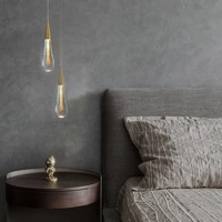 Lustre d'escalier en forme de goutte de pluie Météore, design moderne de Taïpeh, lampe de chevet LED, lampe en cristal, lampe en fer pour hôtel