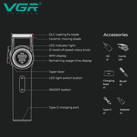 VGR V-001 Fade Blade High-Speed Salon Series Tondeuse à cheveux professionnelle sans fil rechargeable en métal pour hommes