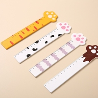 Règle marque-page créative en bois à motif de dessin animé, règle droite en bois avec pattes de chat pour filles, règle de mesure pour étudiants.