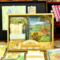 Set de 155 Piezas de Papelería Vintage A6, Cuaderno Cuadriculado, Cintas Adhesivas Washi, Notas Adhesivas, Tarjetas, Scrapbook, Caja de Regalo, Bloc de Notas con Pinturas al Óleo de Van Gogh