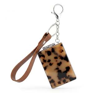 Rectangle Acetate <b>Acrylic</b> Compact <b>Mirror</b> Keychain With Leather Strap Double Sided Folding Makeup <b>Mirror</b> 95 High Reflection - Product Image 2