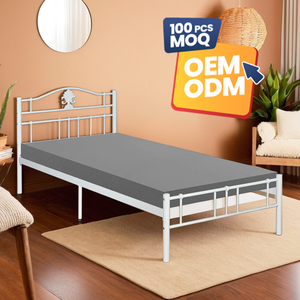 Cadre de lit simple en fer blanc moderne KD-1119 le plus vendu compact et léger pour la chambre à coucher - Product Image 1