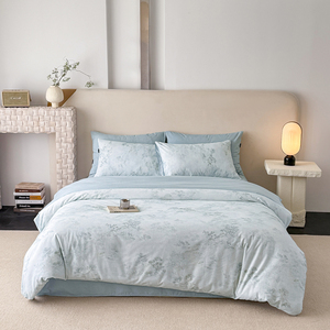 Ensemble <span class=keywords><strong>de</strong></span> literie en jacquard brossé 100% coton, <span class=keywords><strong>housse</strong></span> <span class=keywords><strong>de</strong></span> <span class=keywords><strong>couette</strong></span> florale épaisse pour l'hiver, ensemble <span class=keywords><strong>de</strong></span> 4 pièces - Product Image 4