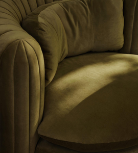 Fauteuil d'appoint pivotant de luxe en velours vert tendance avec cadre en bois pour hôtel - Product Image 6