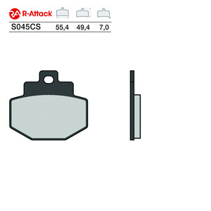 ผ้าเบรกคาร์บอนเซรามิก R-Attack S045CS สำหรับล้อหลัง ขนาด 55.4x49.4x7.0 มม. ได้รับการรับรองมาตรฐาน R90 - Product Image 1