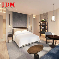 Ensemble de meubles de chambre d'hôtel de luxe moderne IDM, lit king size en chêne massif, table de chevet, armoire, écologique, appartement 5 étoiles