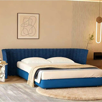 Lit de luxe 160x200 pour hôtel, capitonné en coton, avec cadre en bois de bouleau, tête de lit de luxe avec rangement, design moderne, ensemble de chambre à coucher