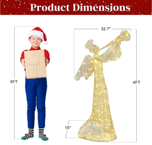 Décoration de jardin de Noël en forme d'<span class=keywords><strong>ange</strong></span> imperméable de 4 pieds, 130 lumières LED blanc chaud, extérieur, indice de protection IP44 - Product Image 3