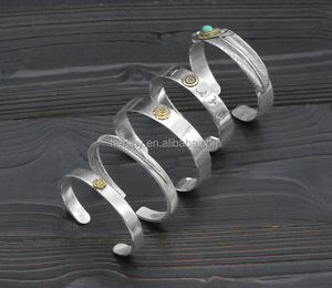 Brazalete de Plata de Ley 925 Estilo Vintage, piedra turquesa, sonrisa, cara, hoja - Product Image 3