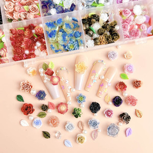 Adornos de Uñas con Forma de Rosa 3D, Lazo, Perla, Camelia y Gota de Agua, 24 Unidades, Resina Plástica, Decoración de Joyería, Superventas - Product Image 3