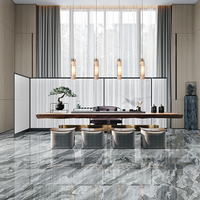 Carreaux de sol en porcelaine polie de luxe antidérapants de 9 mm d'épaisseur, texture pierre, 600x1200 mm, haut de gamme, pour villa, chambre, cour, supermarché