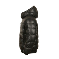 Blouson matelassé noir à capuche pour homme, coupe ajustée, style urbain, épais, respirant, motif uni, logo personnalisé sur le devant