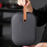 Service à thé de voyage en céramique de sable violet, 1 pot, 4 tasses, portable pour l'extérieur, design Kung Fu, étui de transport zippé, cadeau d'affaires