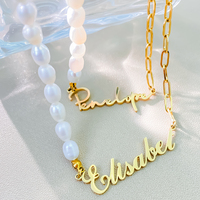Collier tendance pour femmes EManco en acier inoxydable avec chaîne trombone, personnalisable avec perles d'eau douce et diamants, bijoux de mode en gros