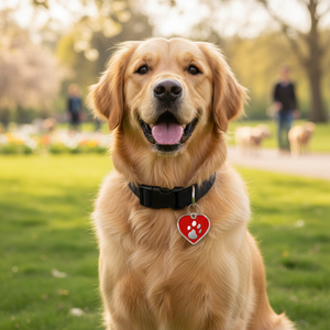Targhetta identificativa per animali domestici, mini, con cuore rosso e impronta di zampa, per cani e gatti - Product Image 3