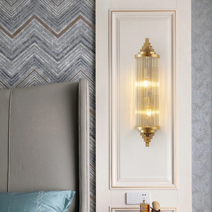 Gold LED Crystal <b>Wall</b> Lamp E27 <b>Switch</b> Control For Living Room Hallway Staircase Bedside Decoration - Product Image 2