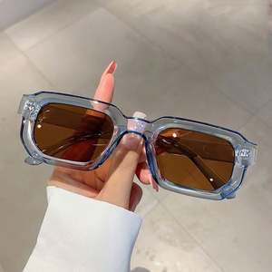 Gafas de Sol Cuadradas Vintage de Moda con Logotipo Personalizado para Hombre y Mujer, Protección UV400, Color Azul Té, Estilo Punk - Product Image 5