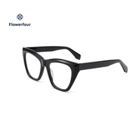 Lunettes carrées transparentes effet œil de chat Flowerfour F2887 pour hommes, femmes, unisexe, montures optiques tendance en acétate, mode