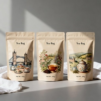 Sachets d'emballage pour thé de 250g, imprimés sur mesure, qualité alimentaire, en Mylar, résistants à l'humidité, refermables à fermeture éclair, thermoscellables, pour salades et gâteaux