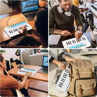 Mini Controlador MIDI USB de 2 Canales M-VAVE SMK-25 II con Teclado de 25 Teclas, 16 Pads de Batería RGB, Perillas y Software de Música Incluido 8-Pads