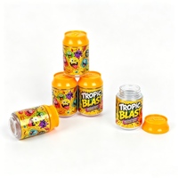 Pot en plastique cylindrique PET de 100 ml, style canette de soda, avec couvercle à clapet, logo personnalisé, hermétique, résistant à l'humidité, pour le stockage de bonbons, 3,5 g