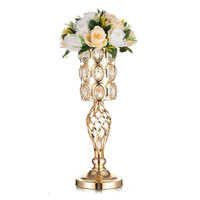 Support de fleurs en métal diamant cristal Vases élégants hauts Support de centre de mariage Vases en or pour décorations de mariage