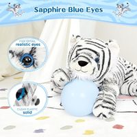 MorisMos-Jouet animal en peluche tigre blanc, léopard réaliste, lion, safari, décorations de fête sur le thème, fourrure en peluche, queue d'ami pour enfants