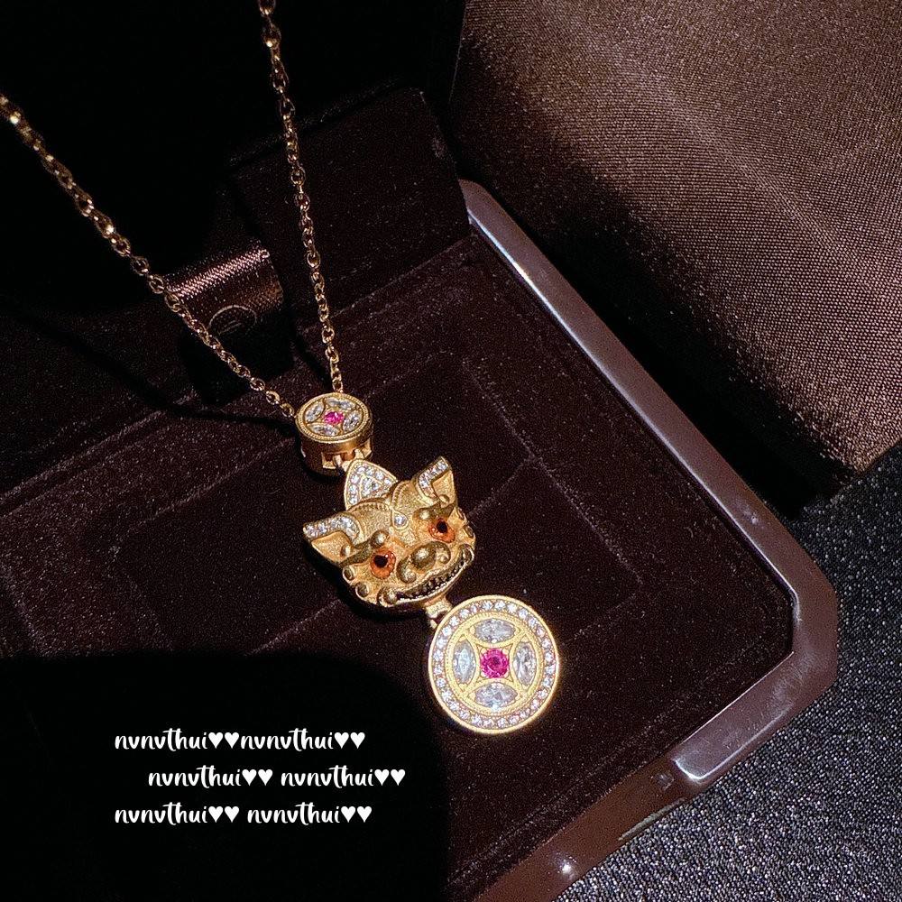 Chapado en oro Rouge polvo ZIRCON moneda antigua colgante collar