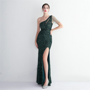 19533 #<span class=keywords><strong>2022</strong></span> nuevo hecho a mano rebanada de cuentas artesanía cuentas de <span class=keywords><strong>uñas</strong></span> un hombro estilo Fondo moda gorda señora vestido de talla grande vestido Super tamaño - Product Image 3