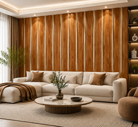 Panneau mural cannelé PS, revêtement mural décoratif, panneau intérieur moderne à grain de bois