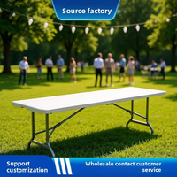 Table pliante de jardin en plastique blanc, design moderne, économique, portable, pour événements et fêtes en plein air, 4/5/6 pieds