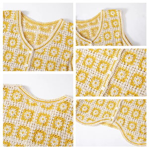 <span class=keywords><strong>Gilet</strong></span> tricoté ajouré sans manches pour femme, col en V, style décontracté d'<span class=keywords><strong>été</strong></span>, cardigan court pour l'extérieur - Product Image 6