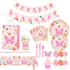 Juego de Vajilla Desechable para Fiesta de Mariposas DAMAI, Juego de Platos de Papel Desechables para Cena, Picnic, Platos y Vasos para Exteriores, Kits de Suministros para Fiestas - Product Image 1