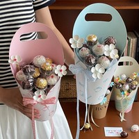 Kotak Buket Bunga Kustom, Rangkaian Bunga Tabung Bulat, Tas Hadiah Bunga Genggam, Kotak Kemasan