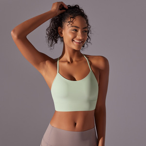Women U Neck Thin Y <b>Back</b> Sports Bra Removable Padded Buttery Soft Stretch <b>Low</b> Impact Yoga Bra Running Athletic Crop <b>Top</b> OEM ODM - Product Image 3