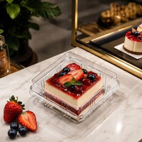 Boîte à dessert carrée jetable en plastique transparent avec couvercle dôme, contenant alimentaire pour cheesecake basque, hamburger, salade à emporter, vente en gros