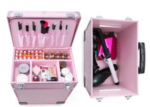 C <span class=keywords><strong>valise</strong></span> 2 couches pour tous les kit cosmétique avec miroir d'éclairage Salon <span class=keywords><strong>de</strong></span> <span class=keywords><strong>coiffure</strong></span> train vanité roulant beauté trousse <span class=keywords><strong>de</strong></span> maquillage - Product Image 6