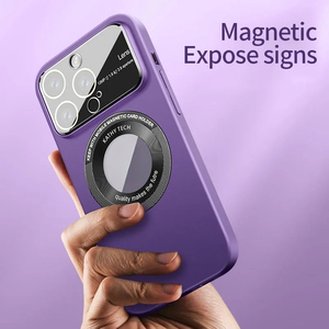 Custodia in vetro di lusso con obiettivo con grande vista per fotocamera custodia opaca con Cover magnetica per <span class=keywords><strong>iPhone</strong></span> 14 15 16 17 Pro Max - Product Image 2