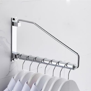 English Wall Mounted Folding Telescopic <b>Clothes</b> Drying <b>Rack</b> Double Layer Modern Storage For Bedroom And Balcony - Product Image 1