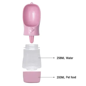 Bán Buôn Biểu Tượng Tùy Chỉnh Nhựa Du Lịch Uống Feeder Thực Phẩm Cầm Tay Pet Dog Chai Nước