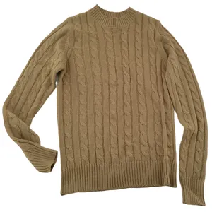 Men's Long-Sleeve 100% Cotton Fisherman Cable Crew neck Sweater