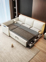 Lit familial pour deuxième enfant, ensemble parent-enfant, lit modulaire double extra-large élargi en cuir, chambre principale, minimalisme moderne 3