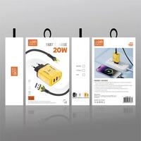 Chargeur mural double USB 20W avec câble Type C, prise US EU UK, chargeur rapide pour téléphone portable, charge rapide 20W, adaptateur secteur 2 USB
