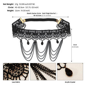 यूरोपीय अमेरिकी फैशन सेक्सी फीता जांघ चेन हेलोलीन दुल्हन सहायक डार्क स्टाइल टासल गार्टर लोचदार जांघ बैंड - Product Image 6