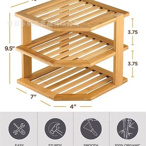 Three Tier Bamboo Fruit <b>Vegetable</b> Drainer Kitchen Countertop Storage Organizer Rectangle <b>Standing</b> Type Multifunctional - Product Image 2
