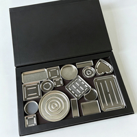 Nouvelle conception, boîte de rangement en aluminium et plaque en fer inoxydable, emballage en papier pour maquillage, baume à lèvres, fard à paupières, poudre