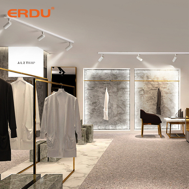 ERDU Commercial Project Led Track Spot Light Ceiling Rail Lighting System COB Led Track Light