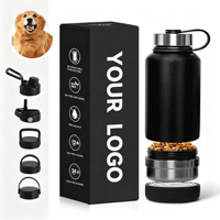 Bouteille d'eau portable pour chien et chat de 32 oz, bols en acier inoxydable, bouteille d'hydratation pour animaux de compagnie isolée pour les voyages, avec couvercle anti-fuite