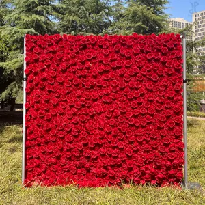 Promise Cheap Decorative Wedding Decor 3D White Artificial Roll Up Pampas Grass Flower Wall Panel Backdrop